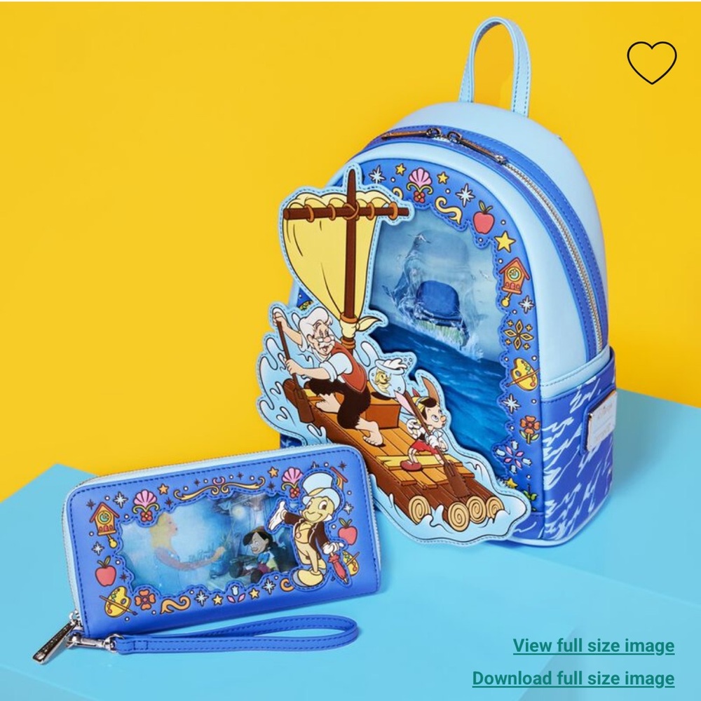 Loungefly Loungefly Pinocchio Raft Monstro Lenticular Mini Backpack & Wallet - Picture 2 of 16